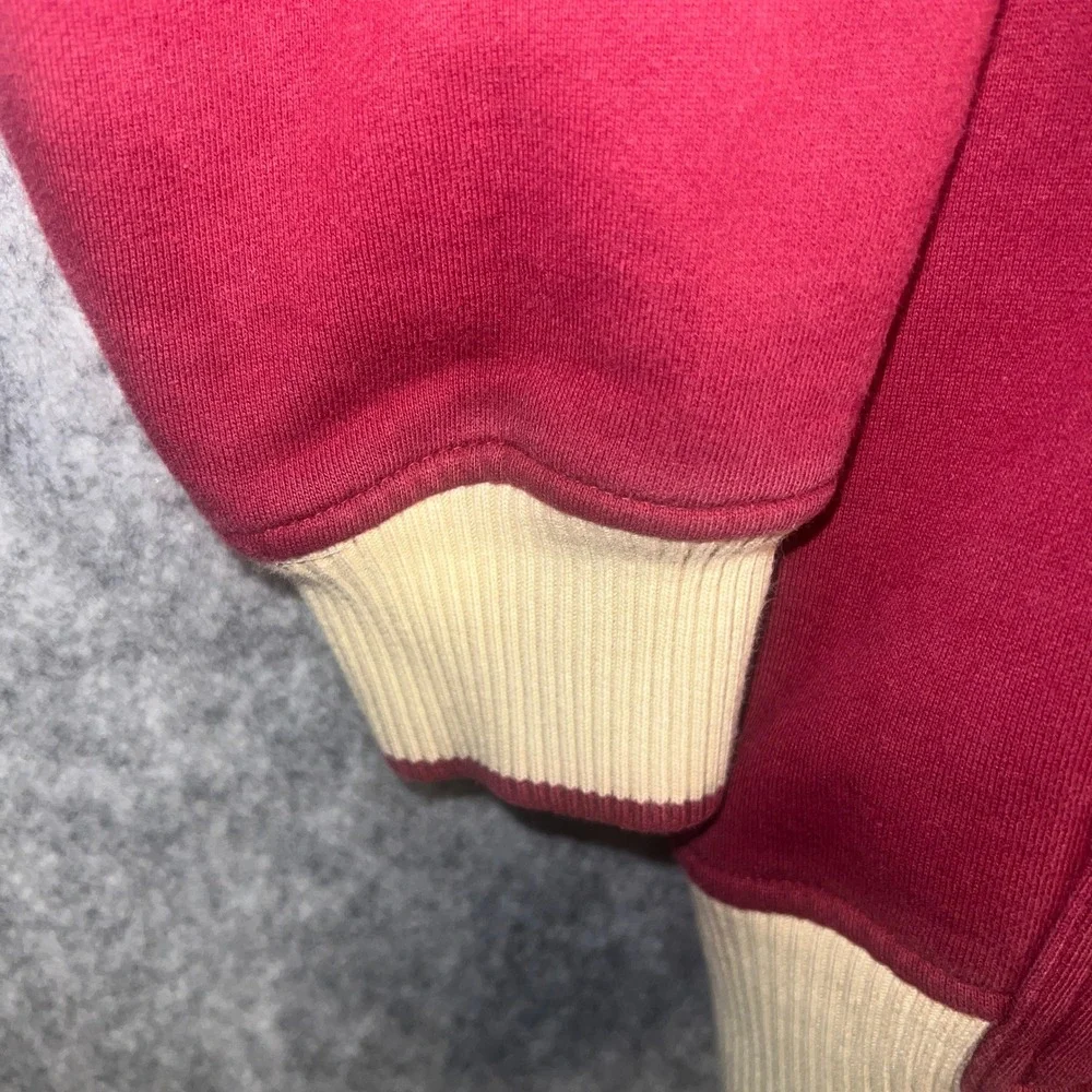 Nike Team Vintage Hoodie Mens 2XL Burgundy Maroon Cream Heavyweight Fleece Stash